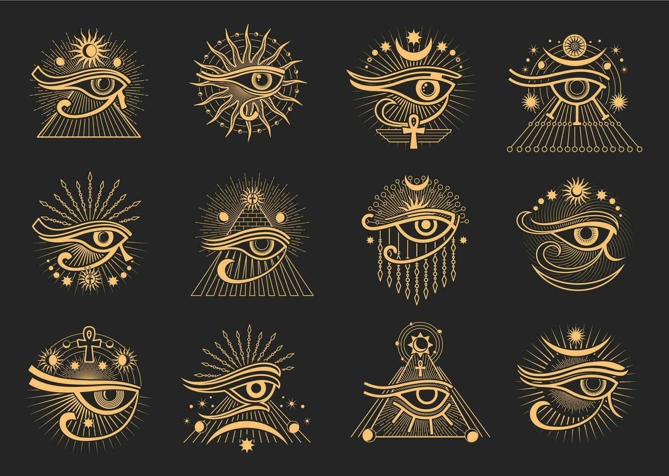 Horus eye, Egyptian occult and esoteric symbols vector