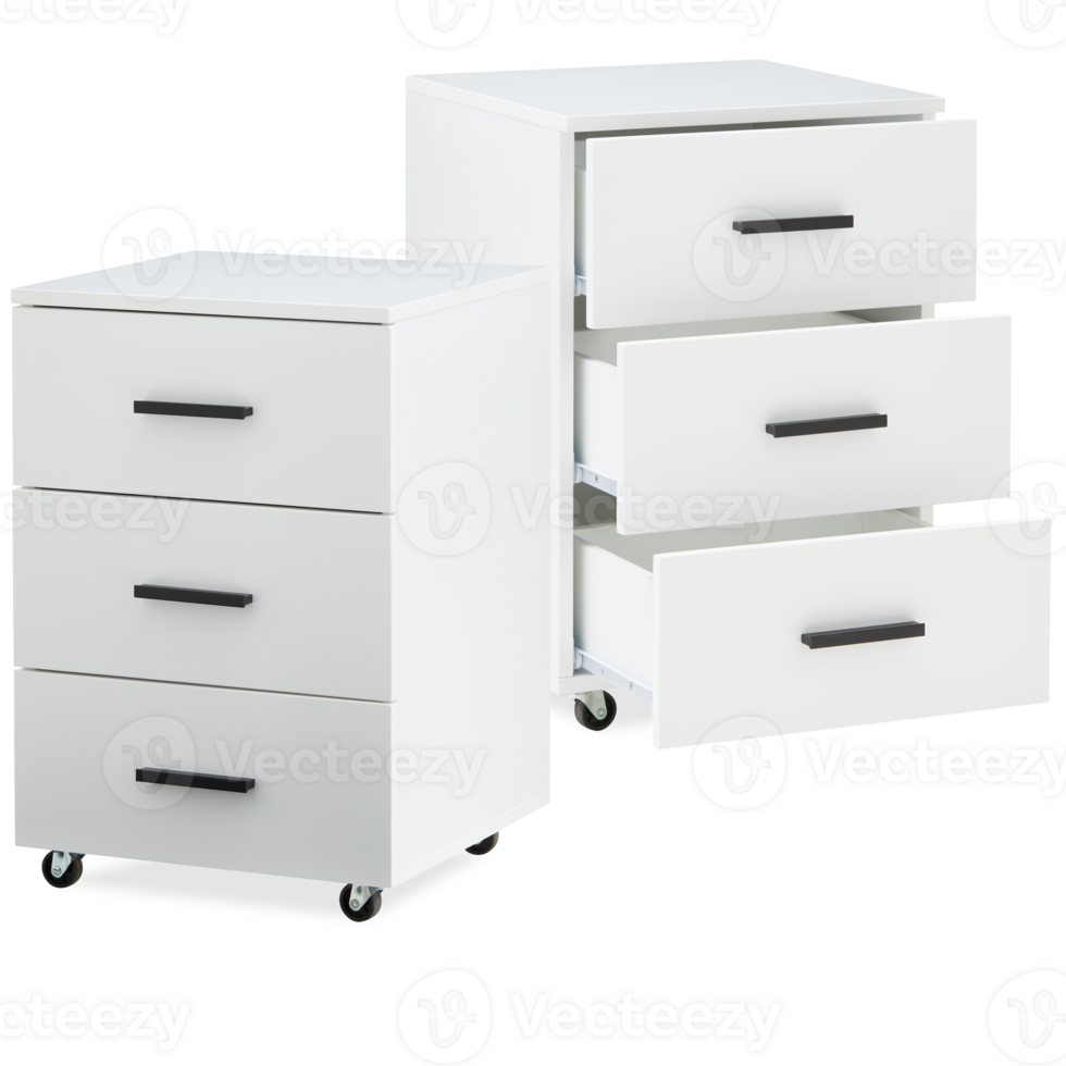 Storage cabinet with drawers cut out isolated transparent background png