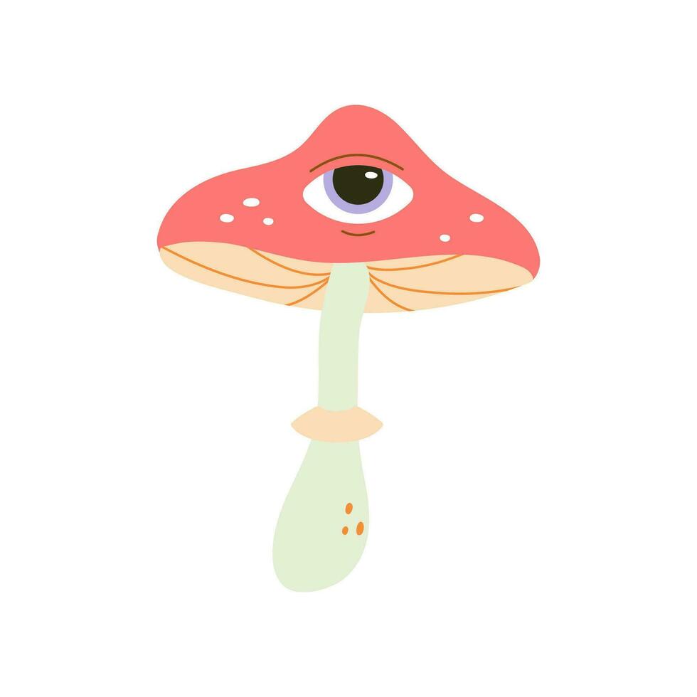groovy mushroom with eyes vector