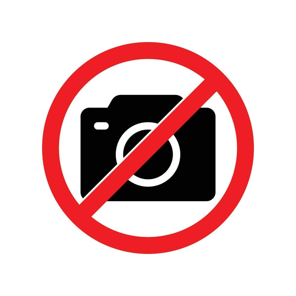 No Photography Sign, Do Not Capture Photo, Red Signal For Photographer, Restricted Area, No Camera Icon, No Video Recording, Vector Illustration