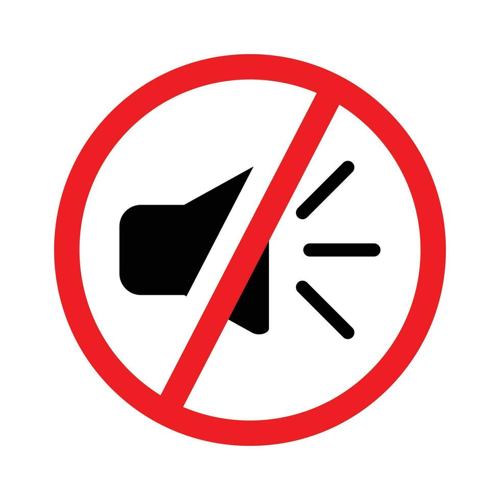 No Sound Icon, No Noise, Mute Button, Keep Your Volume Lower, Silence Icon, Speaker Icon, Megaphone Symbol, Turn Off Button With Red Cross Vector Illustration, Musical Design Elements