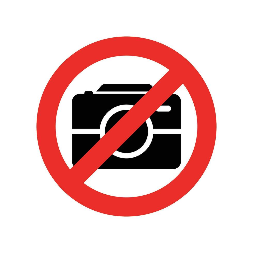 No fotografía firmar, hacer no capturar foto, rojo señal para fotógrafo, restringido área, No cámara icono, No vídeo grabación, vector ilustración