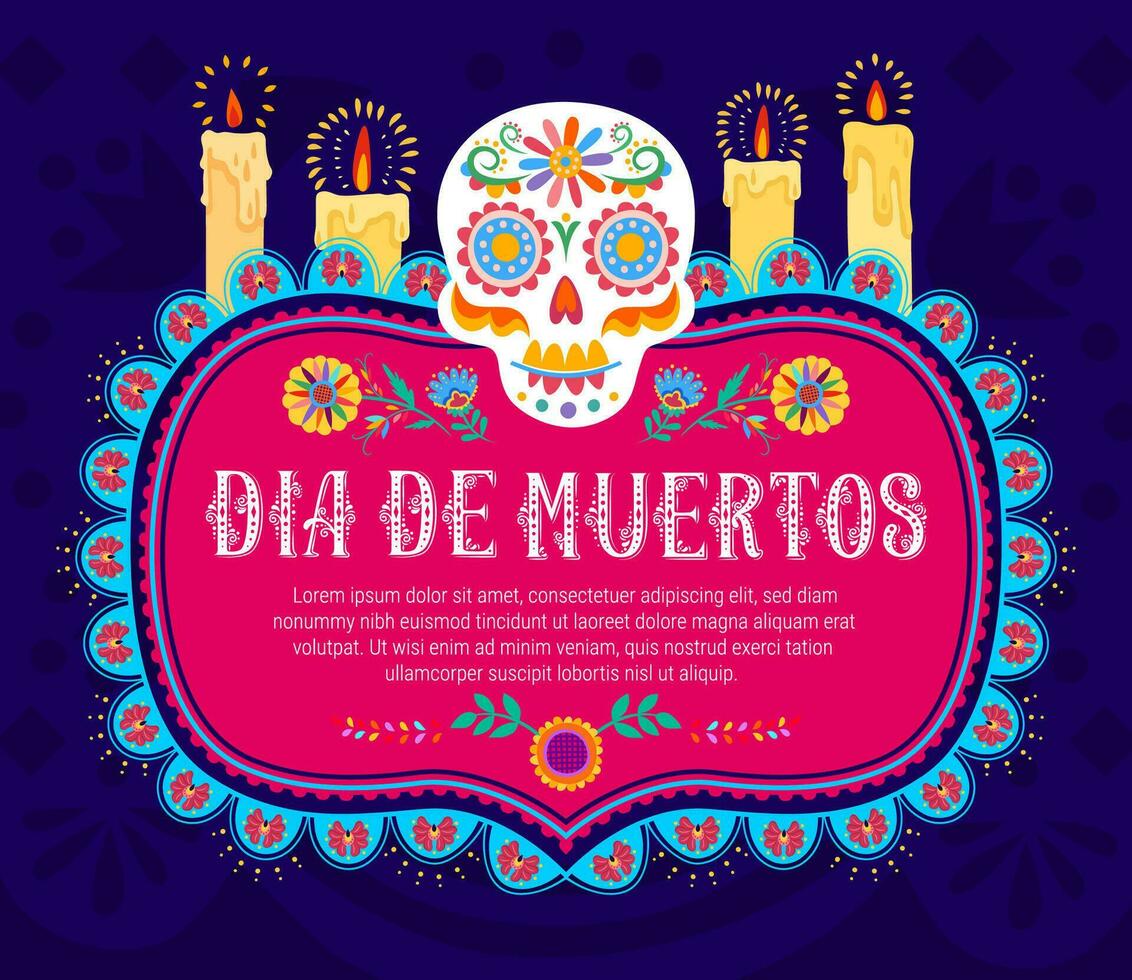 Dia de los muertos holiday banner with skull vector