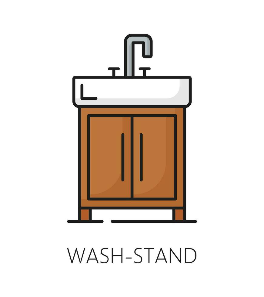 Wash stand, furniture icon for home room interior vector