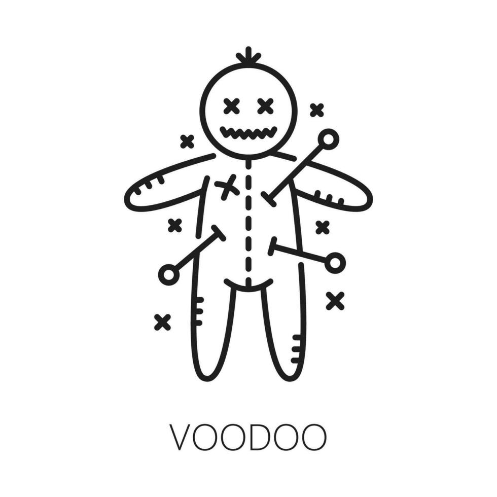 Voodoo witchcraft and magic doll with pins icon vector