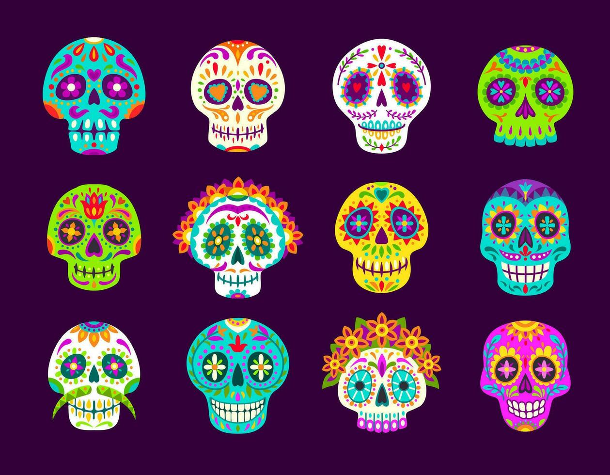 dia Delaware los muertos mexicano Calavera azúcar calaveras vector