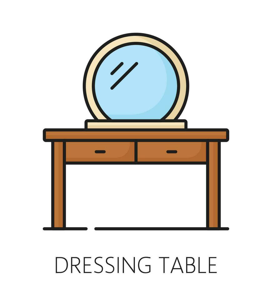 Dressing table, furniture icon for home interior vector