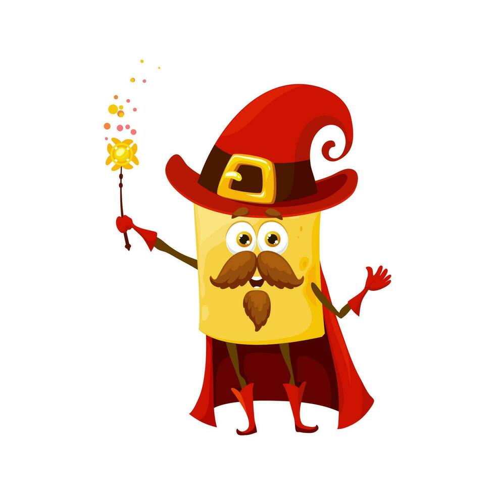 Cartoon Halloween quadretti pasta wizard character vector