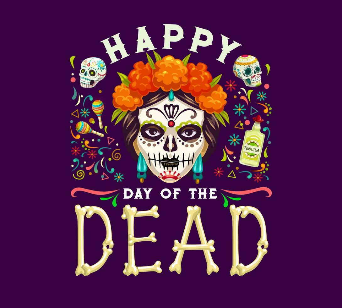 día de el muerto dia Delaware los muertos fiesta póster vector