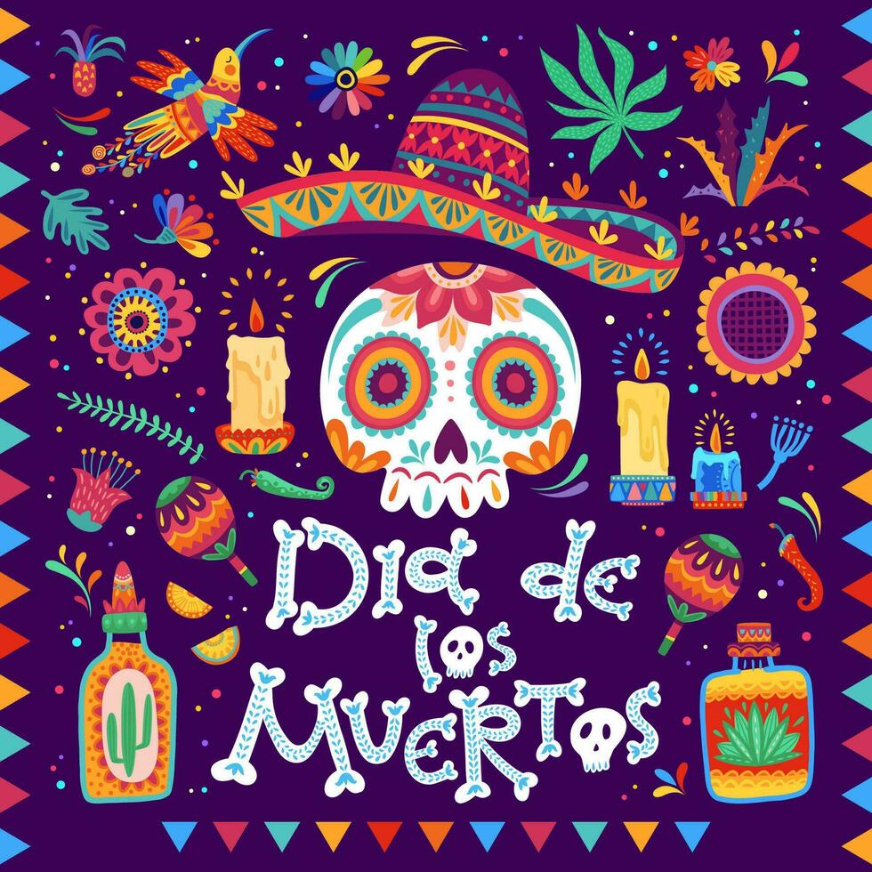 Dia de los muertos mexican holiday vector banner