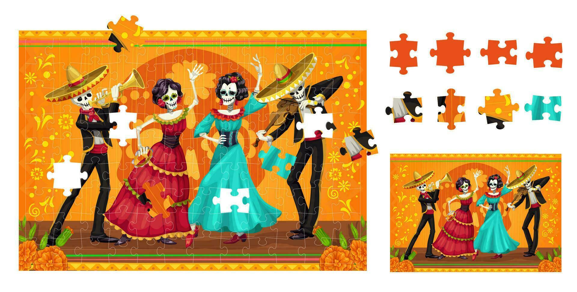 Dia de los muertos Mexican holiday characters vector