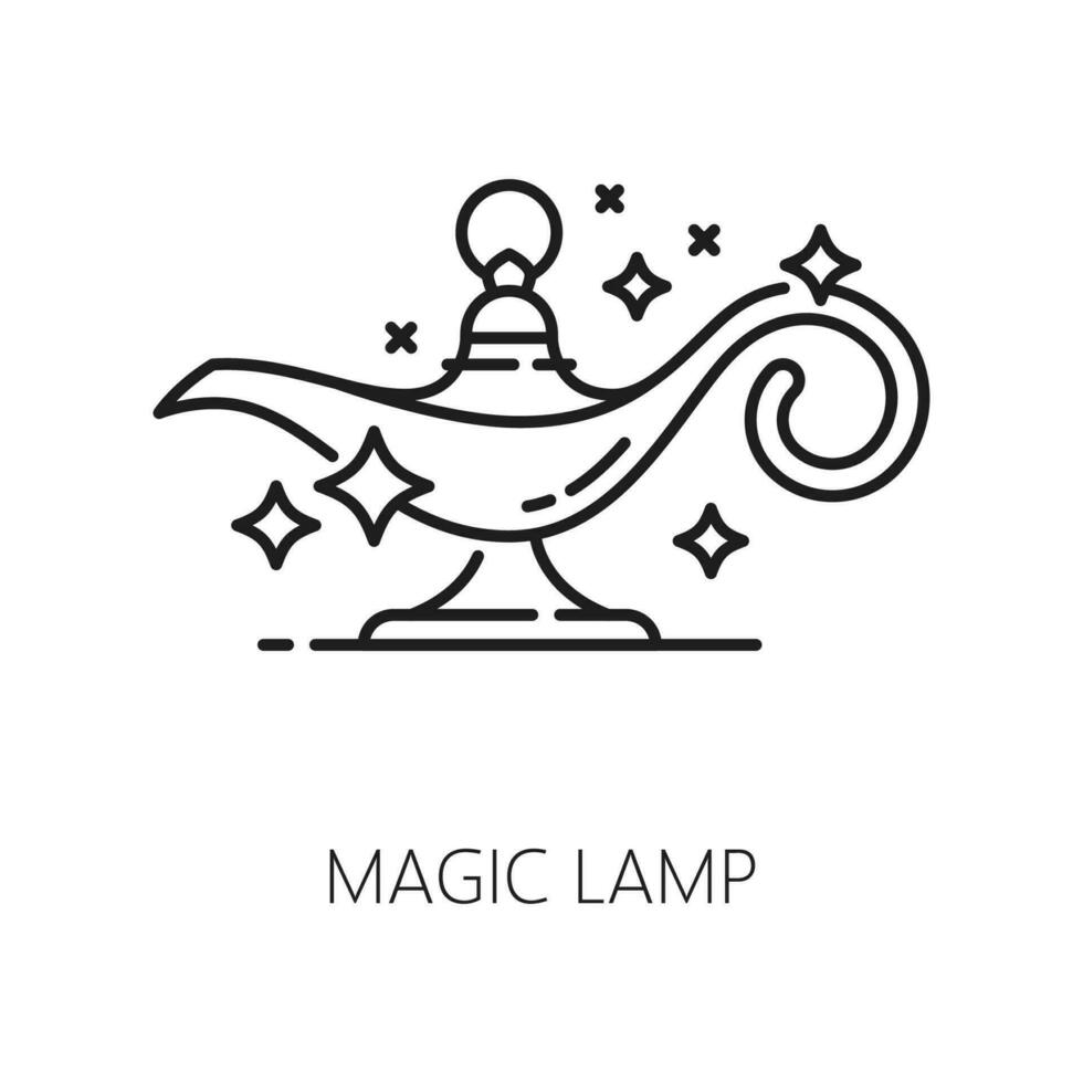 Magic lamp, witchcraft and magic thin line icon vector