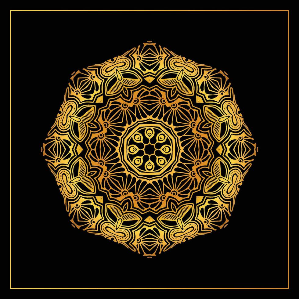 dorado mandala étnico diseño para decoraciones, huellas dactilares, y ilustración vector