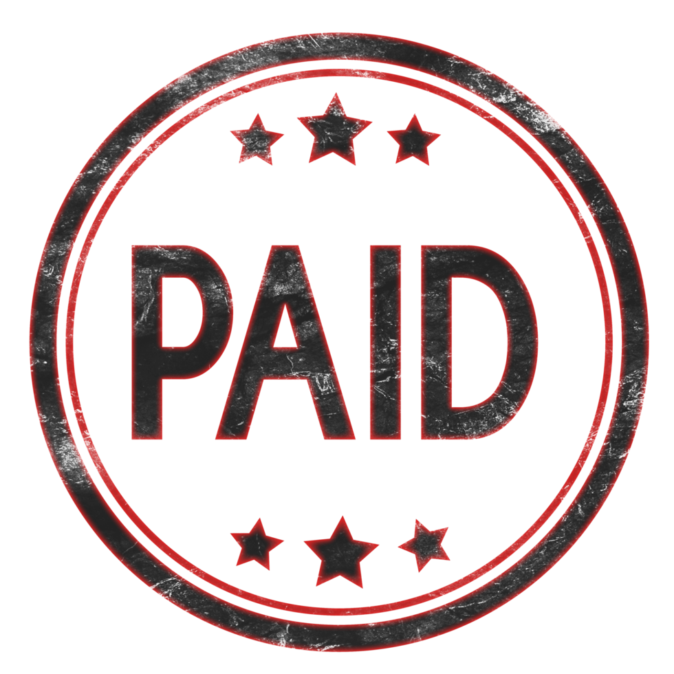 Paid Black Ink Stamp, Rubber Stamp or Seal 27383654 PNG