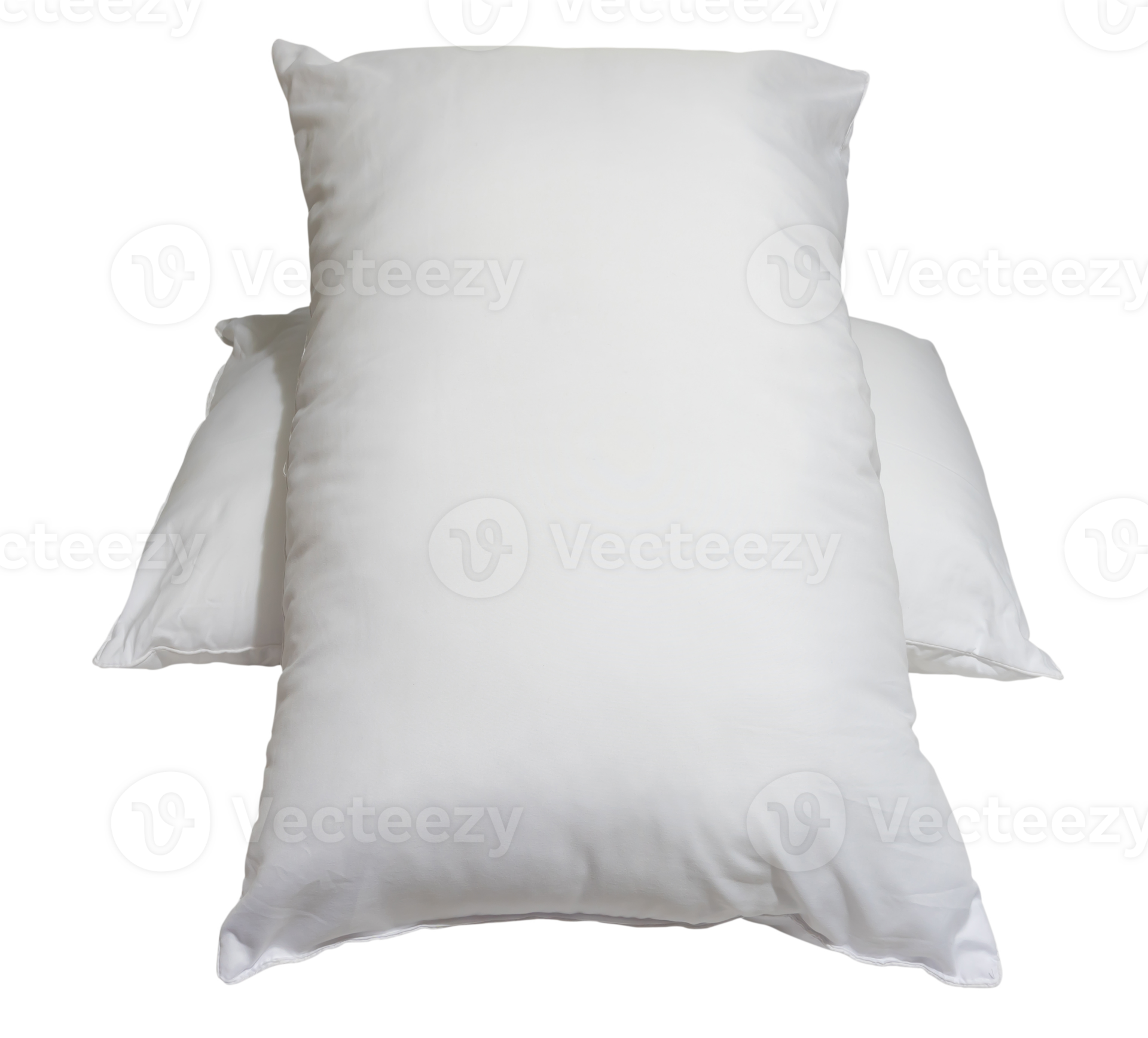 White pillows in stack in hotel or resort room isolated with clipping
