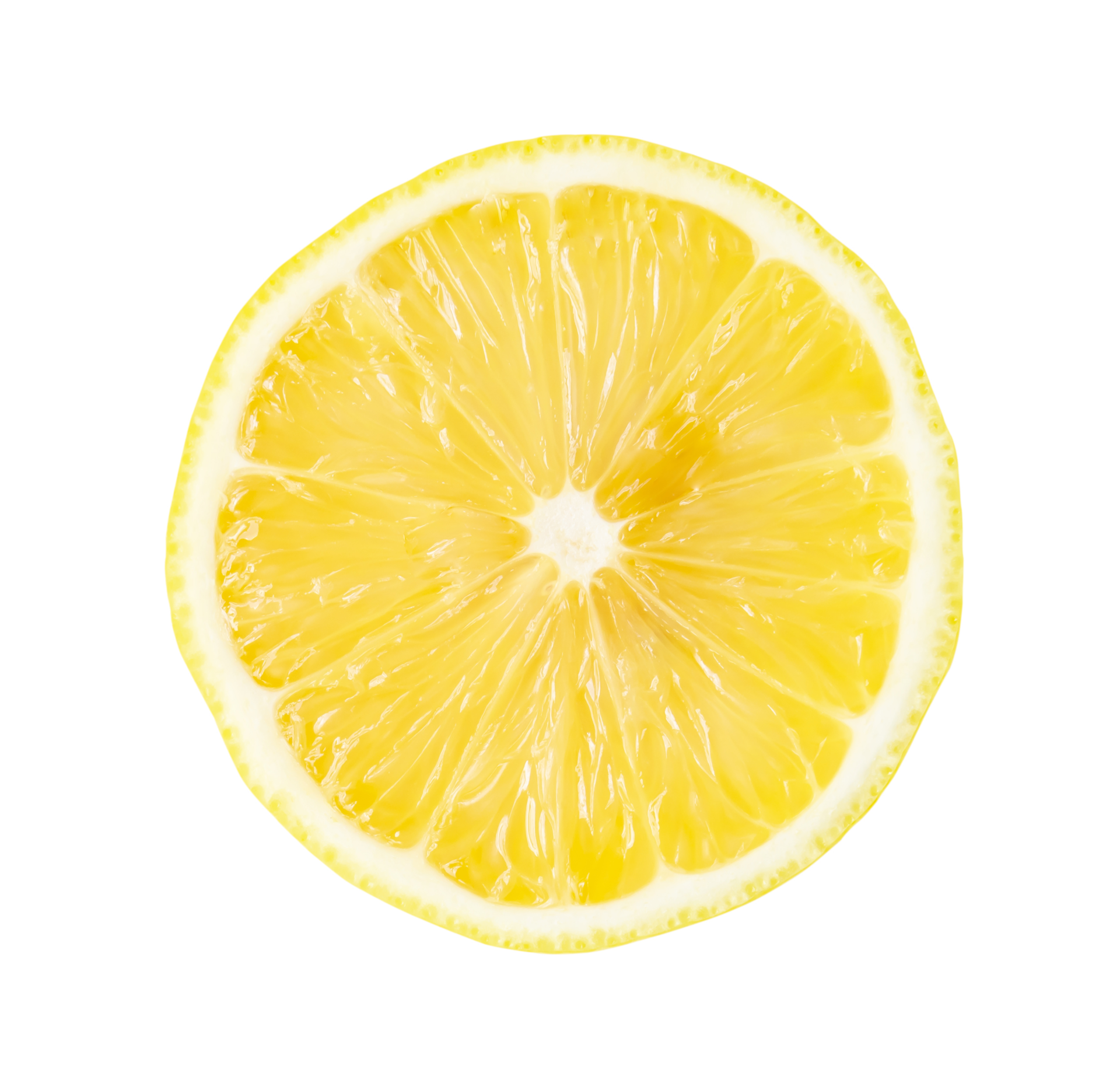 Top view of beautiful yellow lemon half isolated with clipping path in