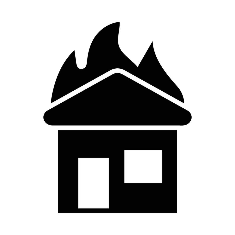 Burning House Vector Glyph Icon For Personal And Commercial Use.