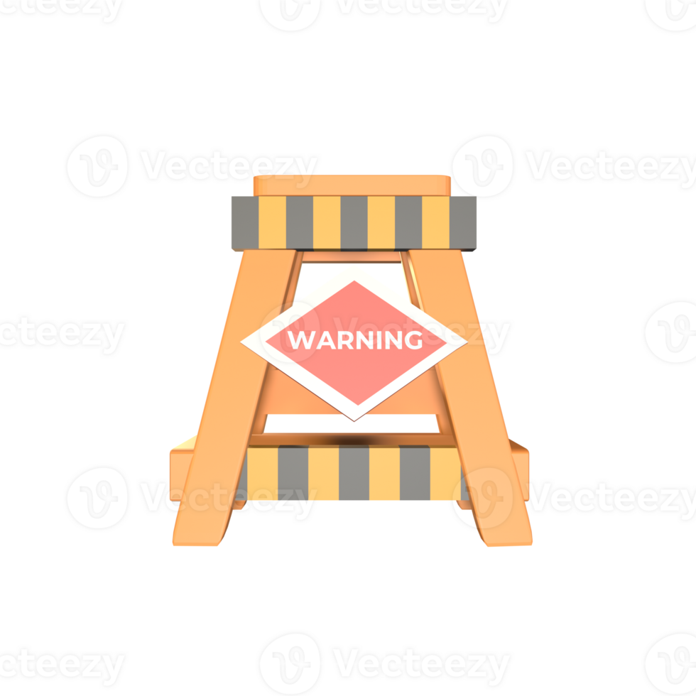 3D icon safety warning sign rendered isolated on the transparent background png