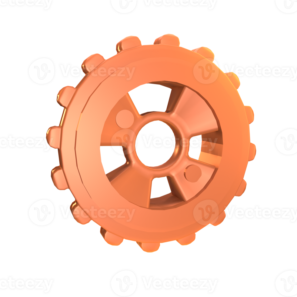 3d icono industrial engranaje prestados aislado en el transparente antecedentes png