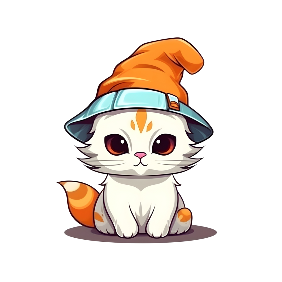 halloween cute cat cartoon character style generative AI. png