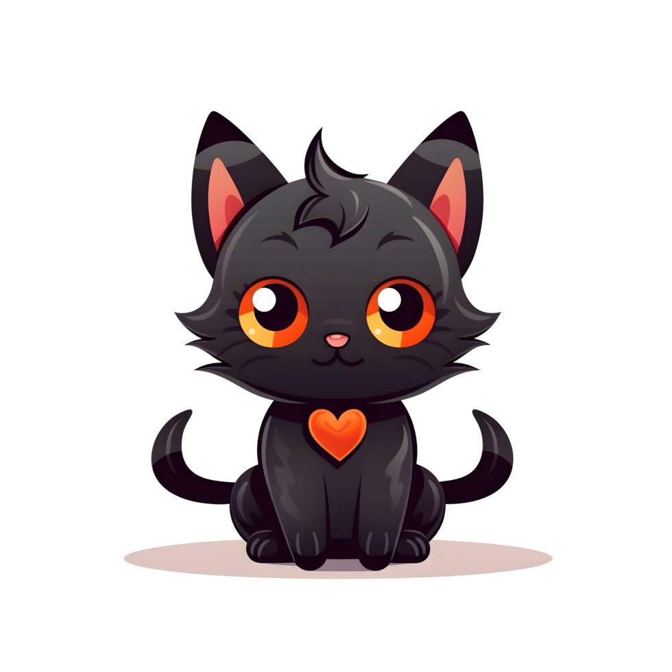 halloween cute cat cartoon character style generative AI. png