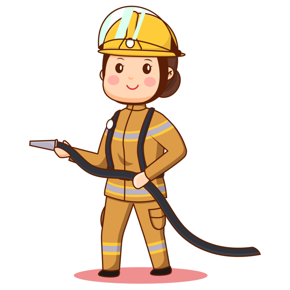 Cute Cartoon Female Firefighter Character png