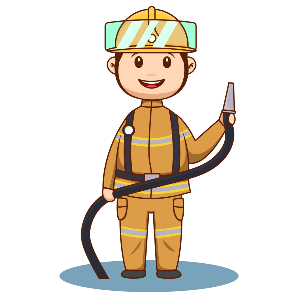 Cute Cartoon Male Firefighter Character png