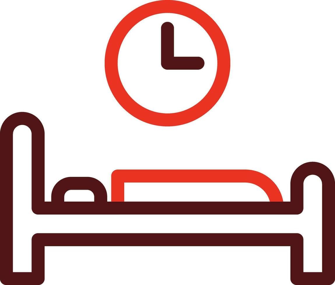 cama hora glifo dos color icono para personal y comercial usar. vector