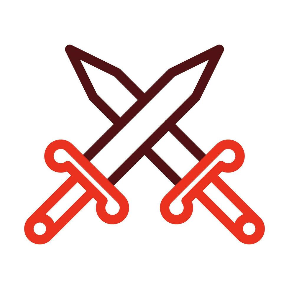 Two Swords Glyph Two Color Icon For Personal And Commercial Use. vector