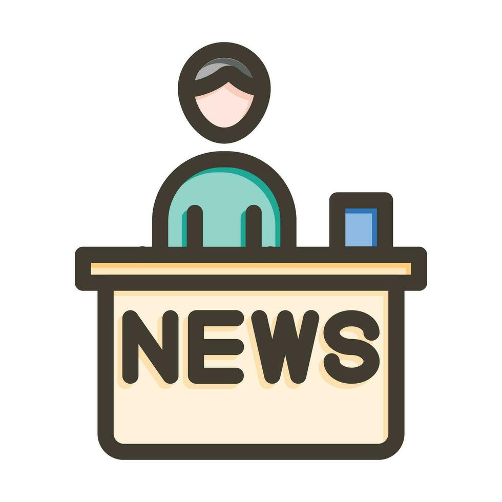 News Anchor Thick Line Filled Colors For Personal And Commercial Use. vector