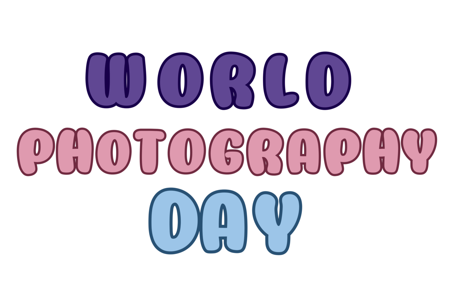 World Photography day Text calligraphy,World Photography day Typography, World Photography day lettering inscription clipart, Photography day illustration png