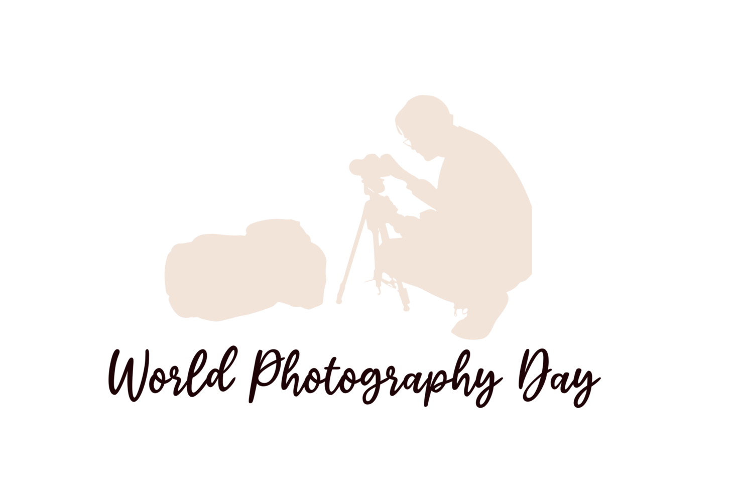 World Photography day Text calligraphy with camera silhouette, World Photography day Typography, World Photography day lettering inscription, Photography equipment camera illustration png