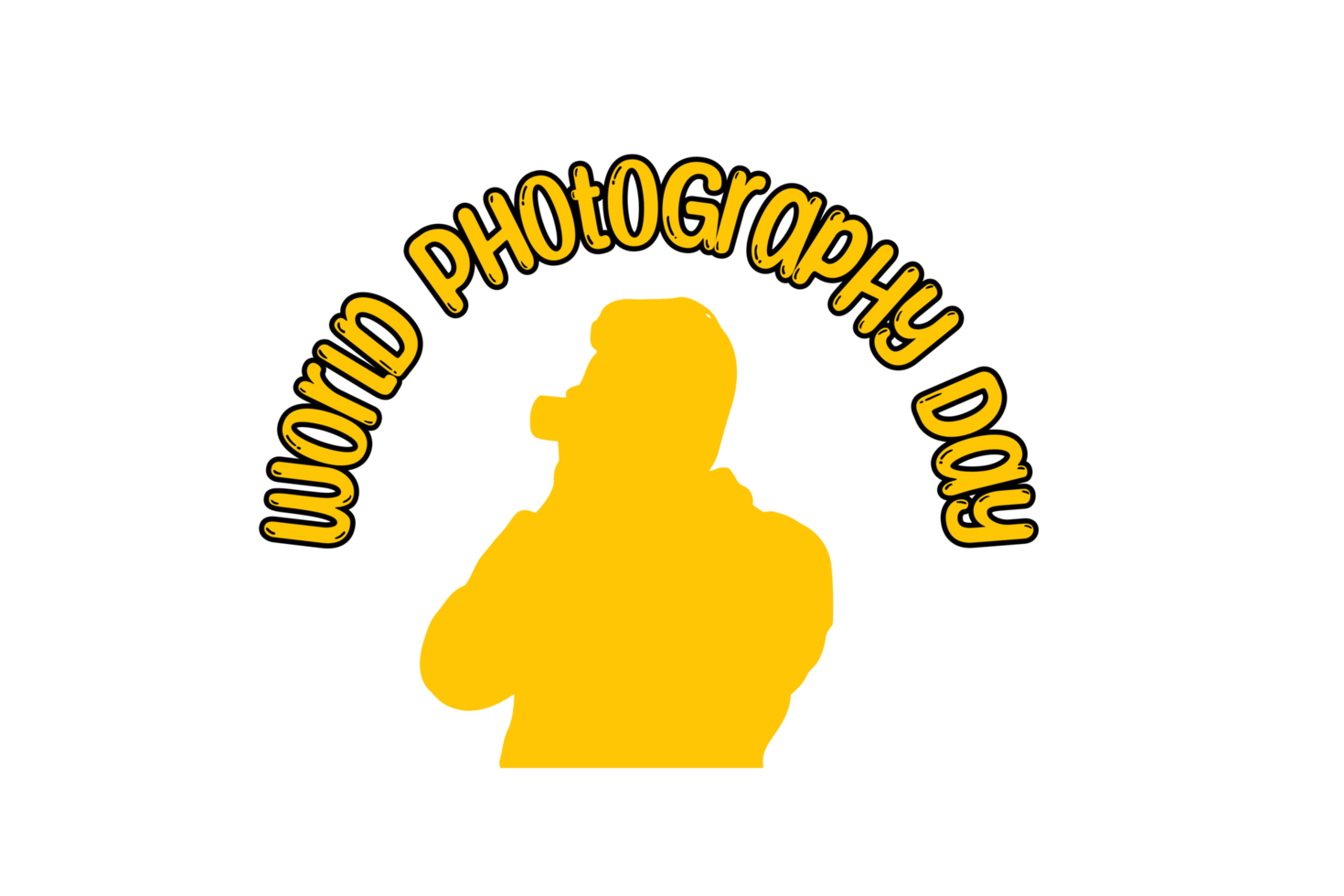 World Photography day Text calligraphy with Photographer snapshot Moment with camera on hand , Typography, World Photography day lettering inscription, Photographer Capture with camera illustration png