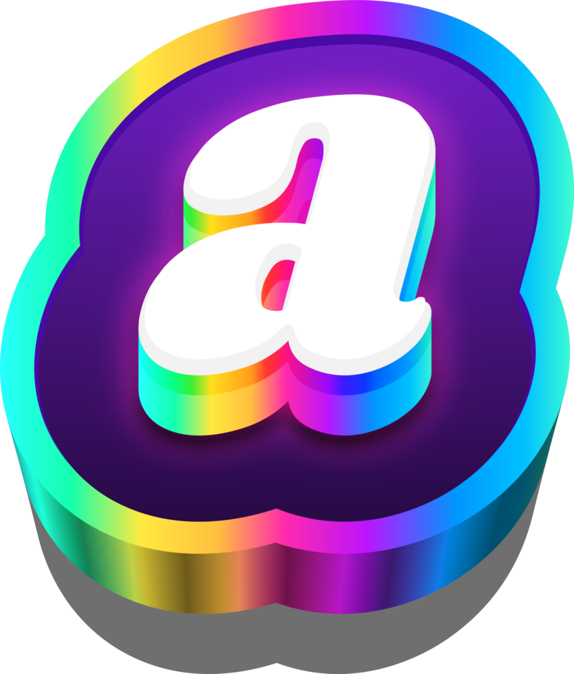 3d metalico arco iris alfabeto letra un png