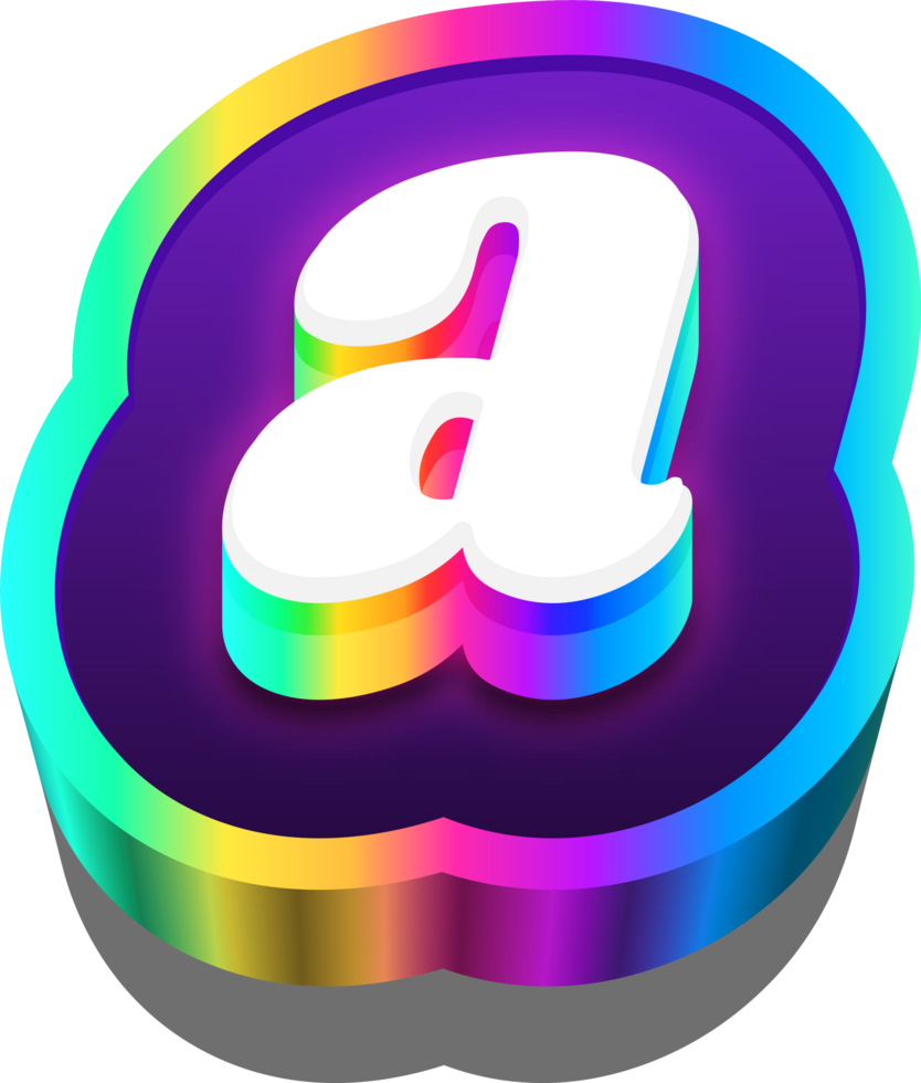 3D Metalic Rainbow Alphabet Letter A png