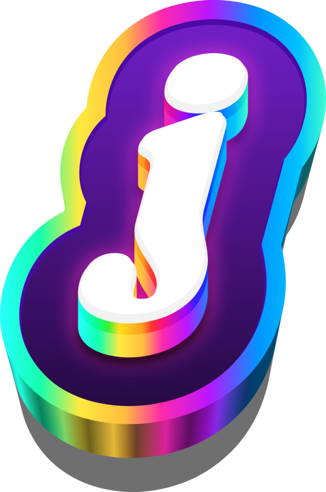 3d metaalachtig regenboog alfabet brief j png