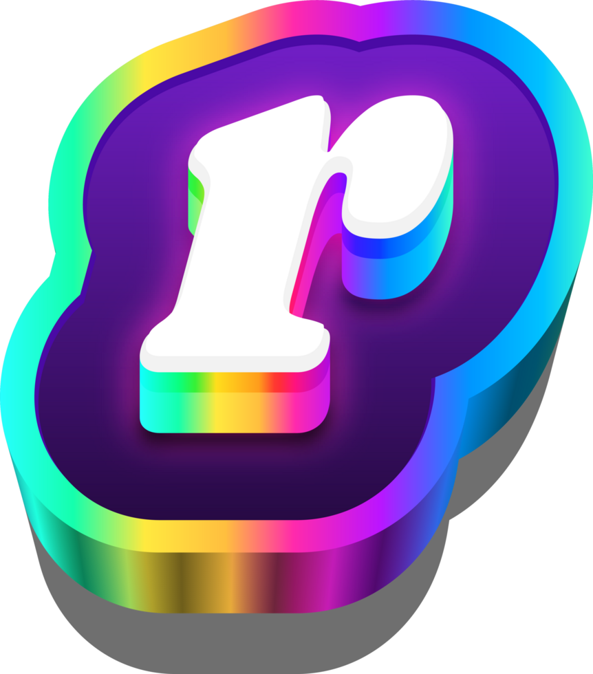 3D Metalic Rainbow Alphabet Letter R png