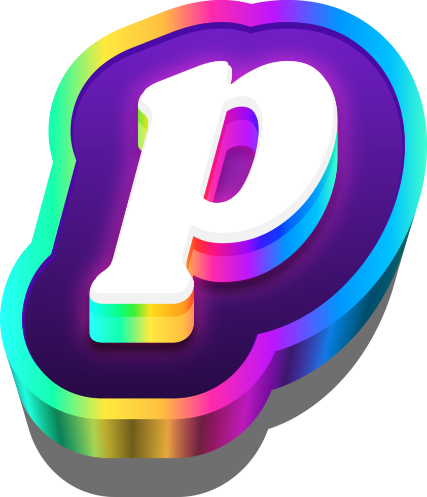 3D Metalic Rainbow Alphabet Letter P png