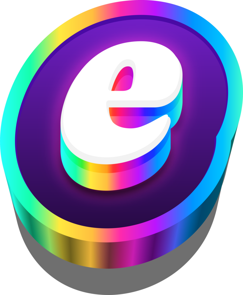 3D Metalic Rainbow Alphabet Letter E png