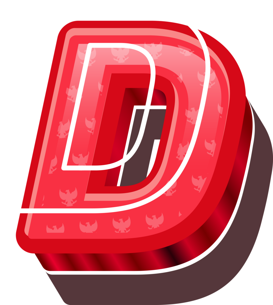 3D Red Bold Indonesia Letter D png