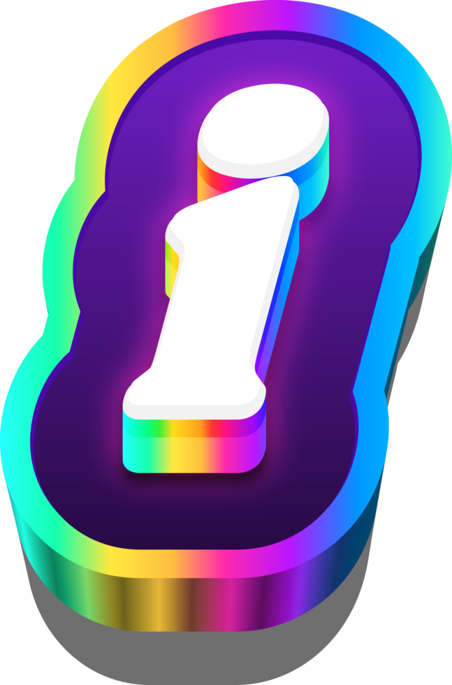 3D Metalic Rainbow Alphabet Letter I png