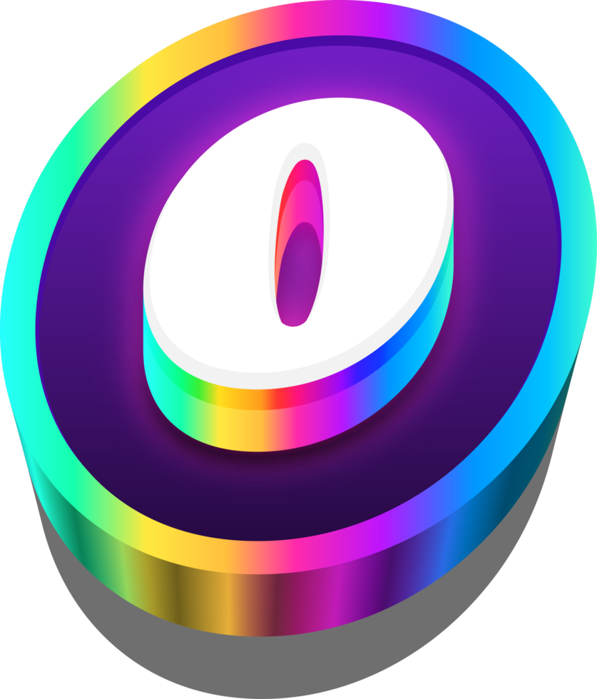 3D Metalic Rainbow Alphabet Letter O png