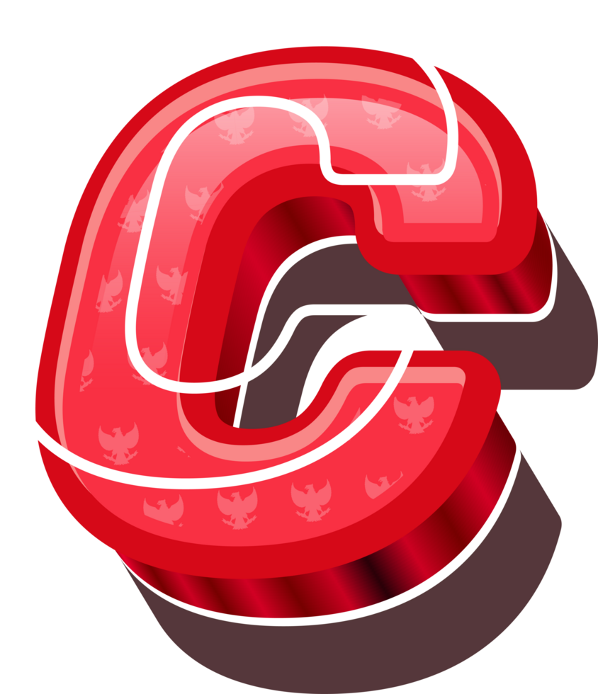 3D Red Bold Indonesia Letter C png
