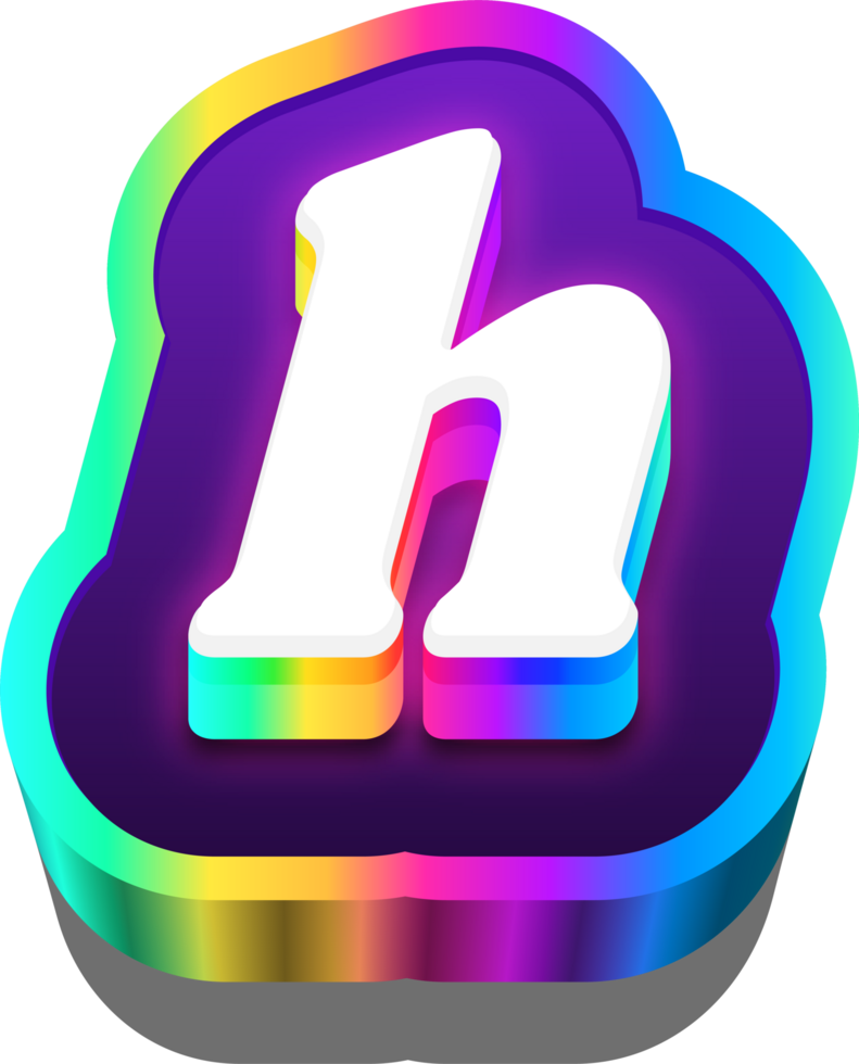 3D Metalic Rainbow Alphabet Letter H png