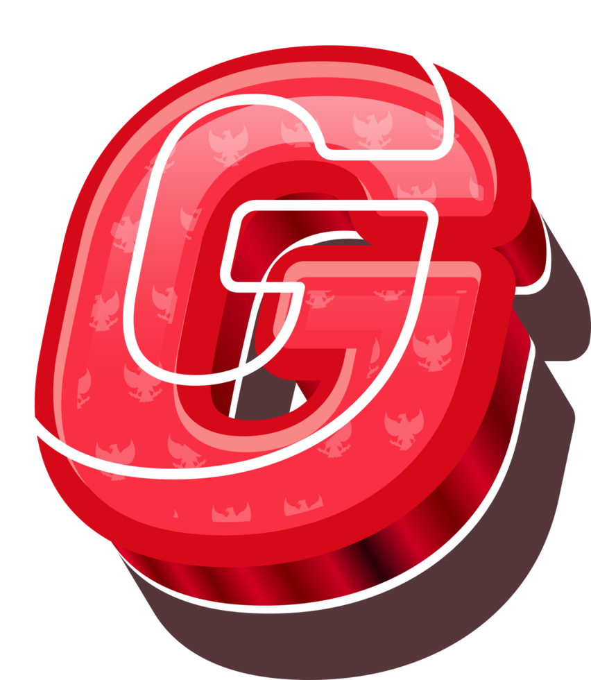3D Red Bold Indonesia Letter G png