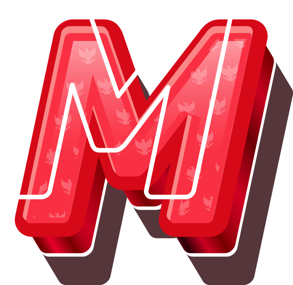 3D Red Bold Indonesia Letter M png