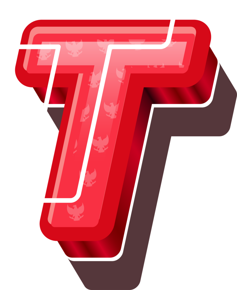 3D Red Bold Indonesia Letter T png