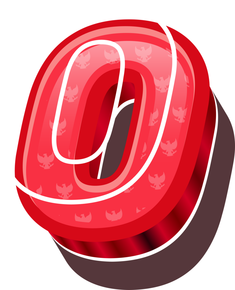 3D Red Bold Indonesia Number 0 png