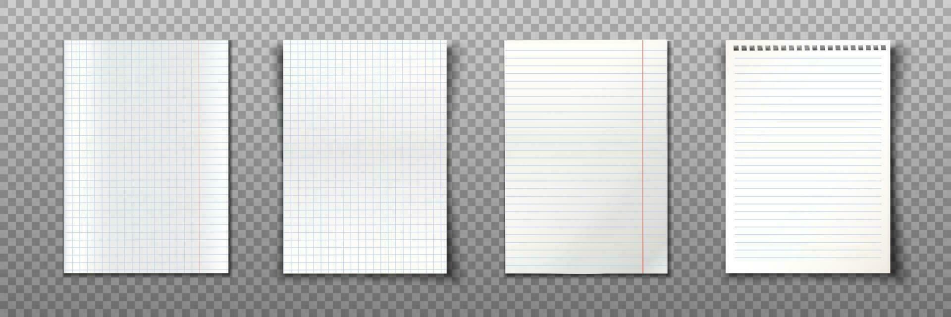 3d realistic collection of paper notes with spiral. Isolated on background. vector