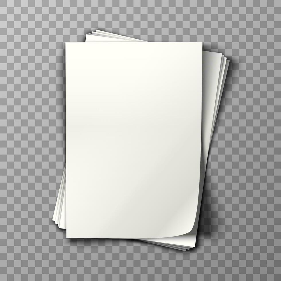 3d realistic vector pale of white paper on background.